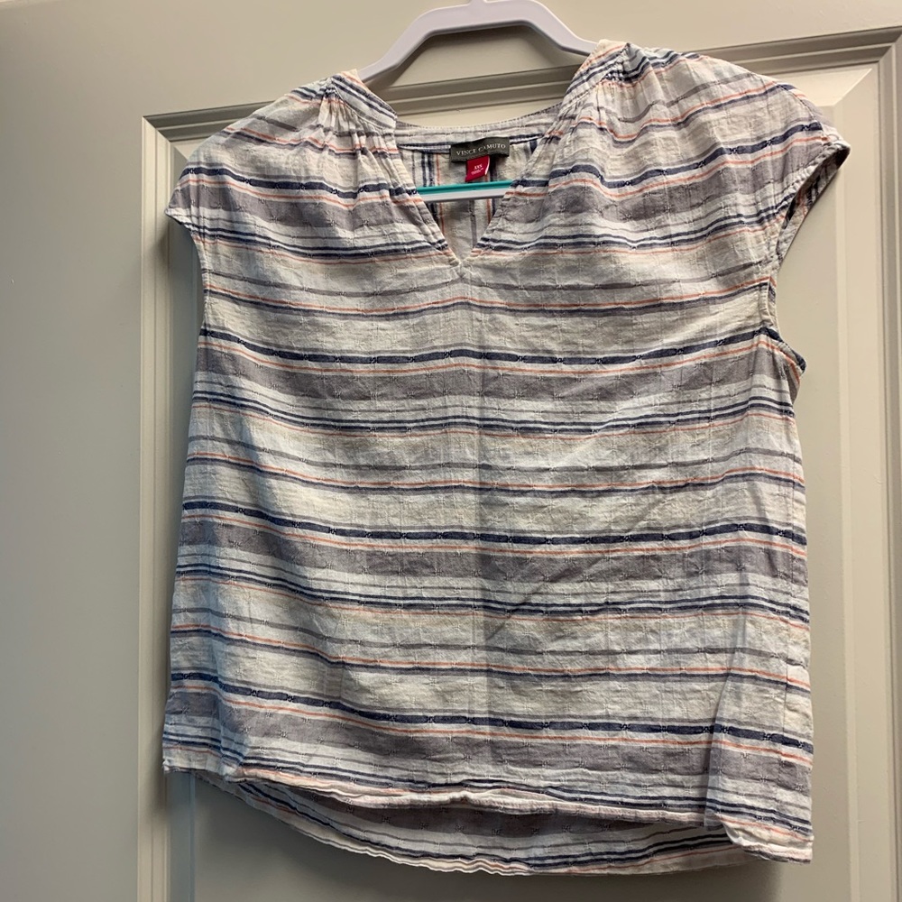 Vince Camuto Striped V-Neck Top